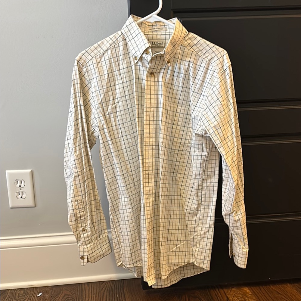 L.L. Bean Men's White Checkered Shirt